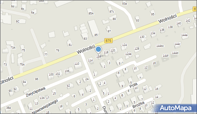 Mielec, Wolności, 116, mapa Mielca