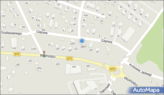 Mielec, Wolności, 153, mapa Mielca
