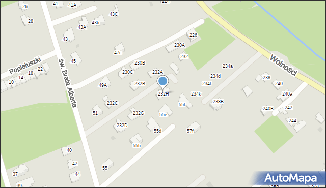 Mielec, Wolności, 232H, mapa Mielca