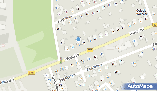 Mielec, Wolności, 33, mapa Mielca