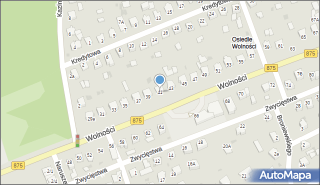 Mielec, Wolności, 41, mapa Mielca