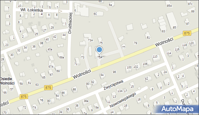Mielec, Wolności, 75A, mapa Mielca