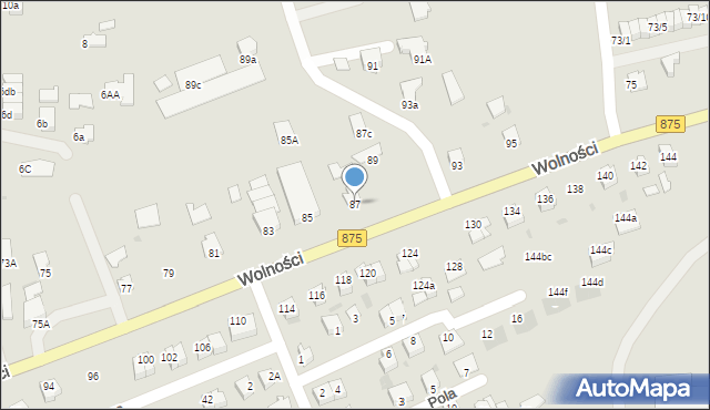 Mielec, Wolności, 87, mapa Mielca