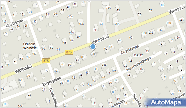Mielec, Wolności, 88, mapa Mielca