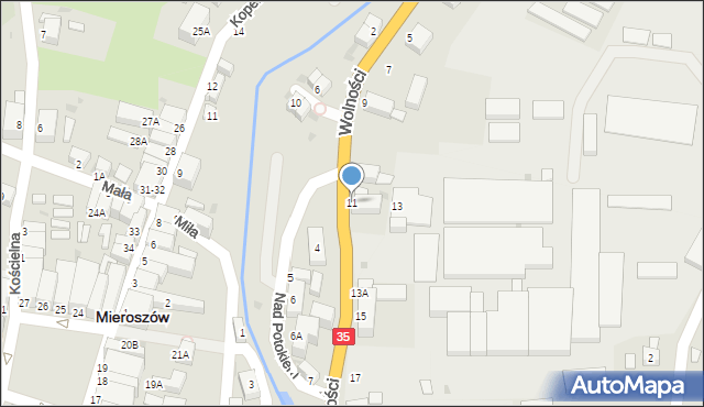 Mieroszów, Wolności, 11, mapa Mieroszów