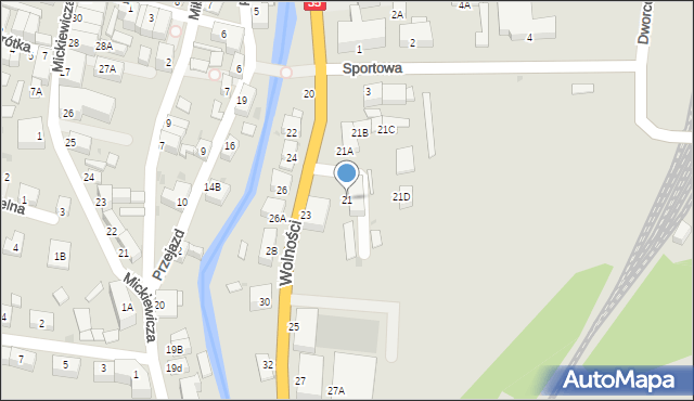 Mieroszów, Wolności, 21, mapa Mieroszów