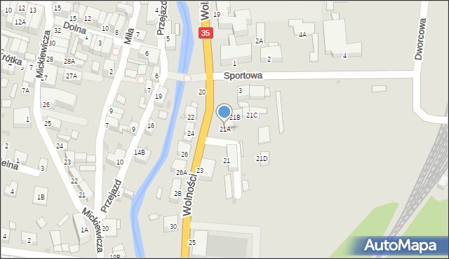 Mieroszów, Wolności, 21A, mapa Mieroszów