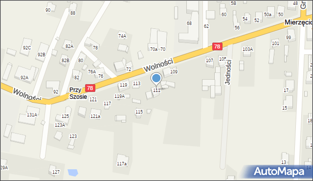 Mierzęcice, Wolności, 111, mapa Mierzęcice
