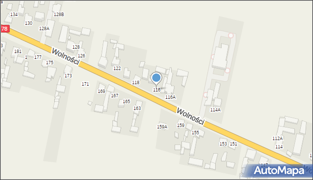 Mierzęcice, Wolności, 116, mapa Mierzęcice