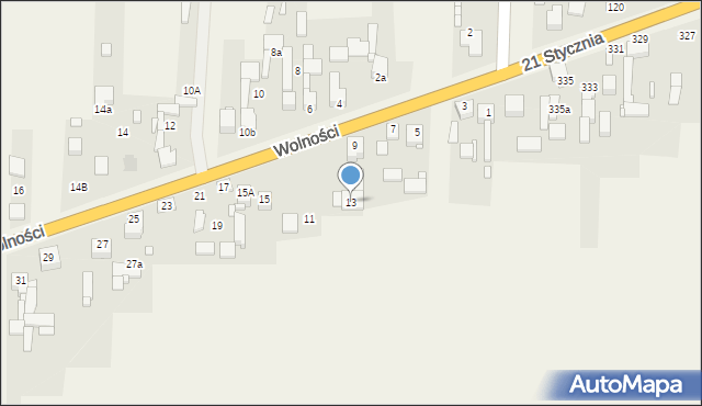 Mierzęcice, Wolności, 13, mapa Mierzęcice