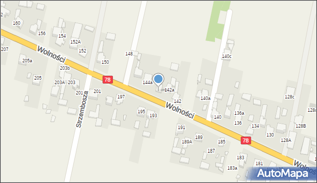 Mierzęcice, Wolności, 144, mapa Mierzęcice