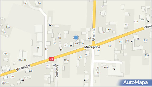 Mierzęcice, Wolności, 50a, mapa Mierzęcice