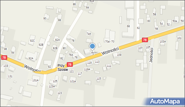 Mierzęcice, Wolności, 72, mapa Mierzęcice