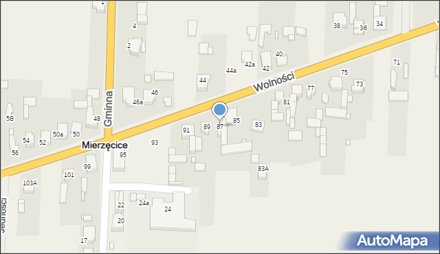 Mierzęcice, Wolności, 87, mapa Mierzęcice