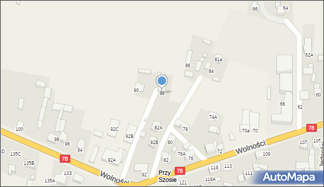 Mierzęcice, Wolności, 88, mapa Mierzęcice
