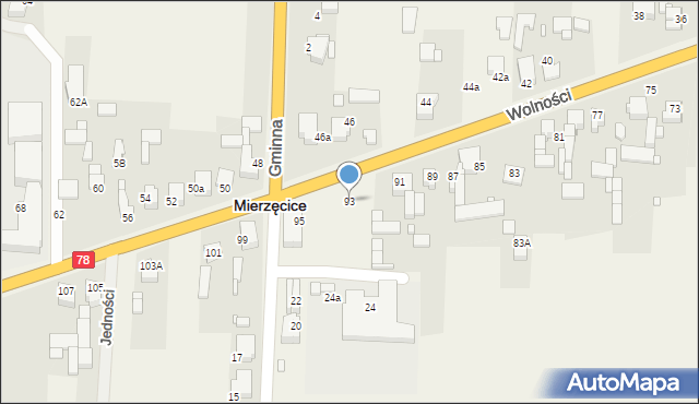 Mierzęcice, Wolności, 93, mapa Mierzęcice