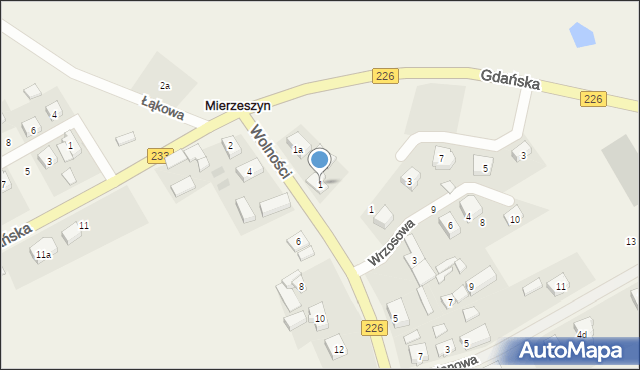 Mierzeszyn, Wolności, 1, mapa Mierzeszyn