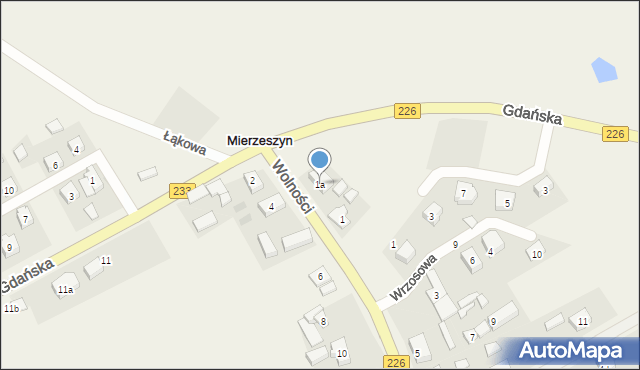 Mierzeszyn, Wolności, 1a, mapa Mierzeszyn