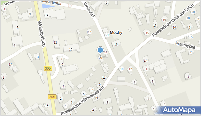 Mochy, Wolności, 20, mapa Mochy