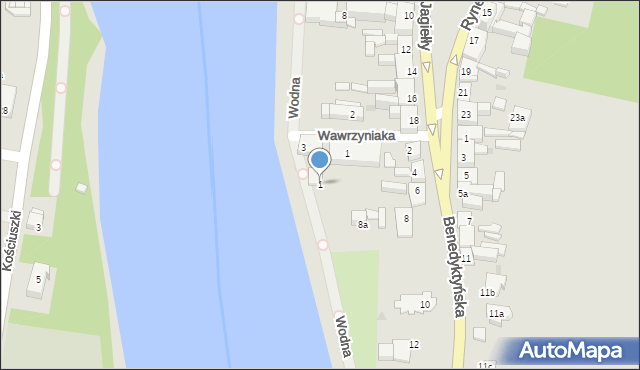 Mogilno, Wodna, 1, mapa Mogilno