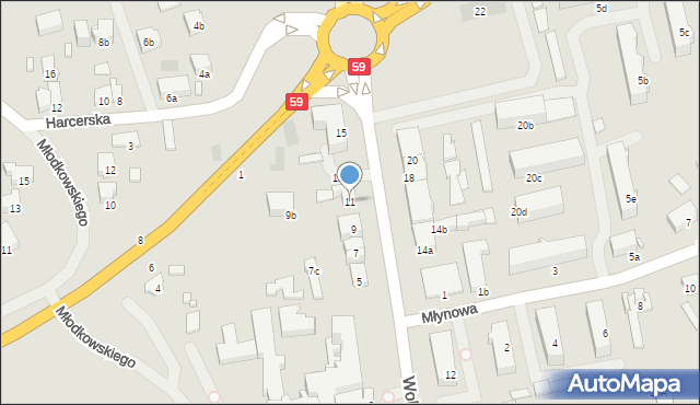 Mrągowo, Wolności, 11, mapa Mrągowo