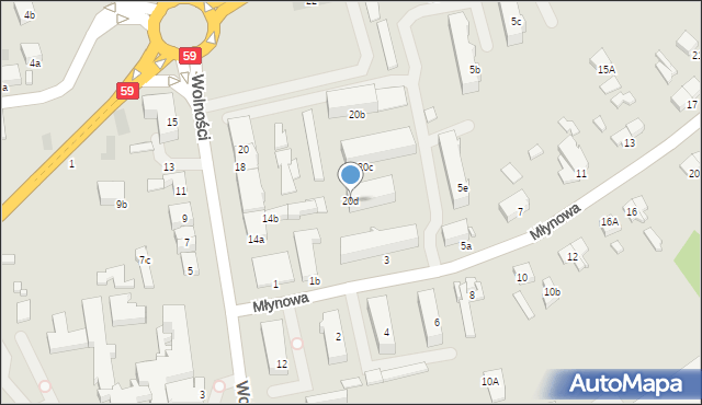 Mrągowo, Wolności, 20d, mapa Mrągowo