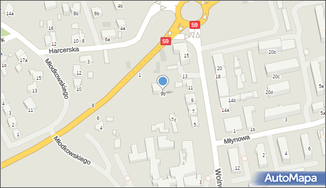 Mrągowo, Wolności, 9b, mapa Mrągowo