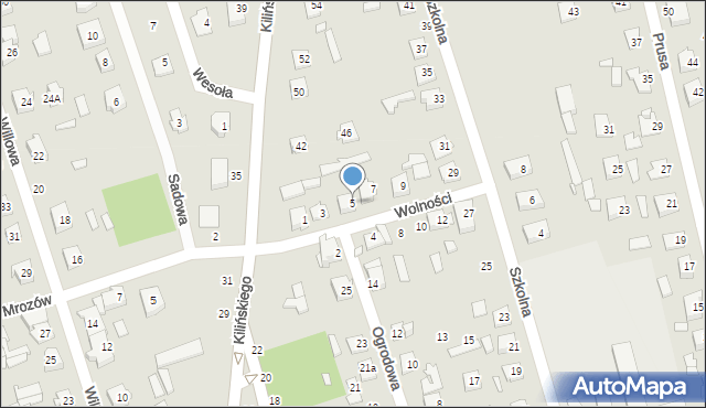 Mrozy, Wolności, 5, mapa Mrozy