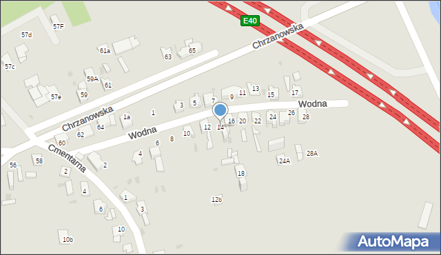 Mysłowice, Wodna, 14, mapa Mysłowice