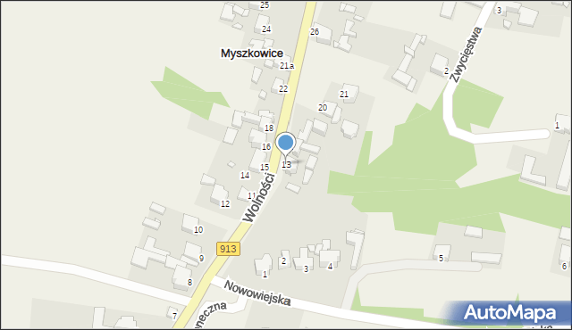 Myszkowice, Wolności, 13, mapa Myszkowice