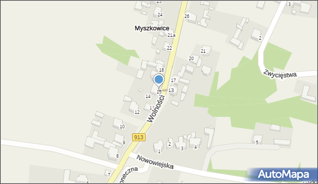 Myszkowice, Wolności, 15, mapa Myszkowice