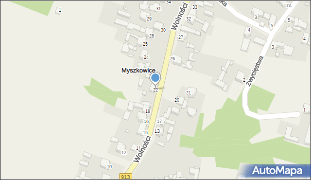 Myszkowice, Wolności, 22, mapa Myszkowice