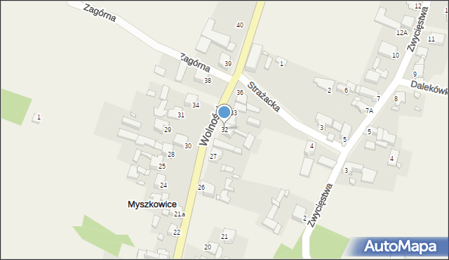 Myszkowice, Wolności, 32, mapa Myszkowice