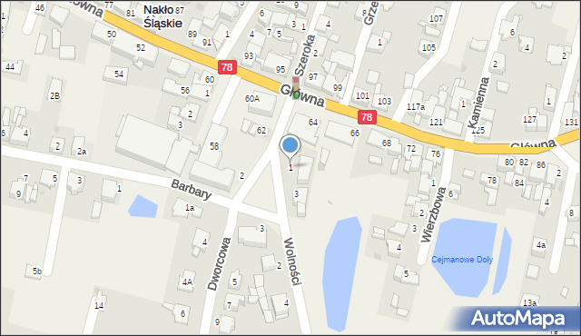 Nakło Śląskie, Wolności, 1, mapa Nakło Śląskie