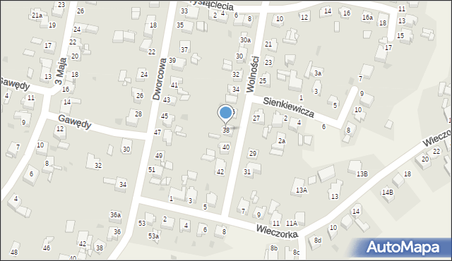 Nakło Śląskie, Wolności, 38, mapa Nakło Śląskie