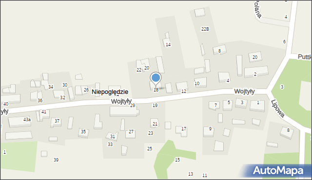 Niepoględzie, Wojtyły Karola, 18, mapa Niepoględzie