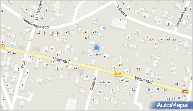 Nisko, Wolności, 43, mapa Nisko