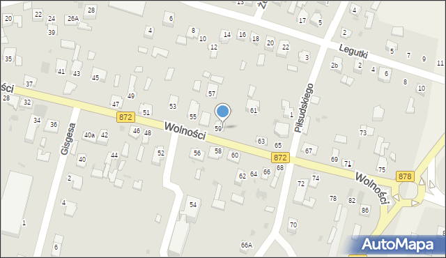 Nisko, Wolności, 59a, mapa Nisko