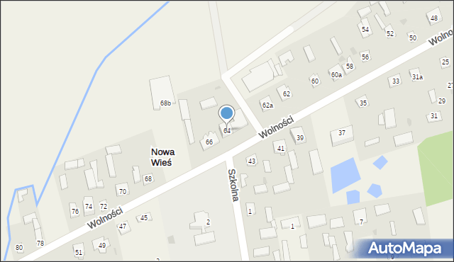 Nowa Wieś, Wolności, 64, mapa Nowa Wieś