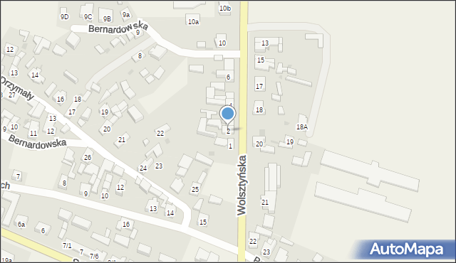 Obra, Wolsztyńska, 2, mapa Obra