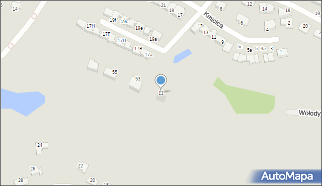 Olsztyn, Wołodyjowskiego Michała, 11, mapa Olsztyna