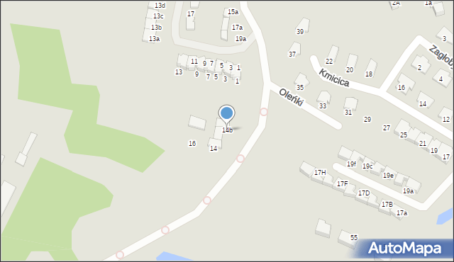Olsztyn, Wołodyjowskiego Michała, 14b, mapa Olsztyna