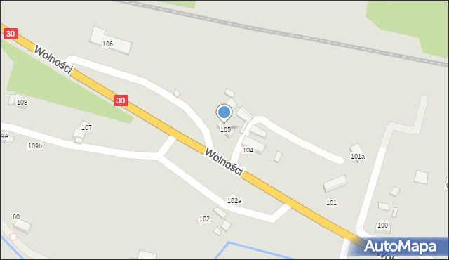 Olszyna, Wolności, 105, mapa Olszyna