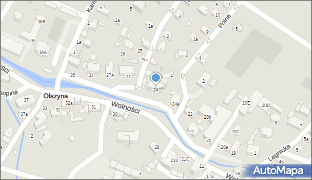 Olszyna, Wolności, 24, mapa Olszyna