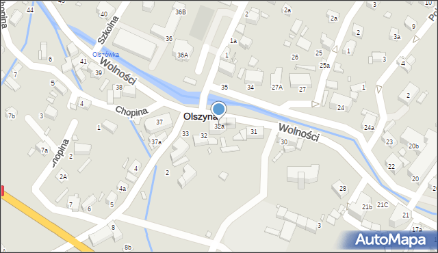 Olszyna, Wolności, 32a, mapa Olszyna