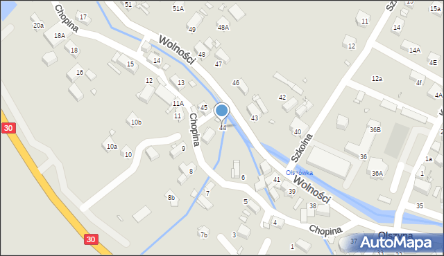 Olszyna, Wolności, 44, mapa Olszyna