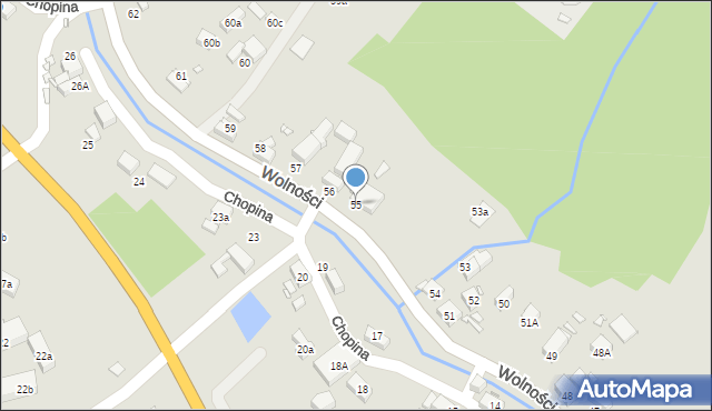 Olszyna, Wolności, 55, mapa Olszyna