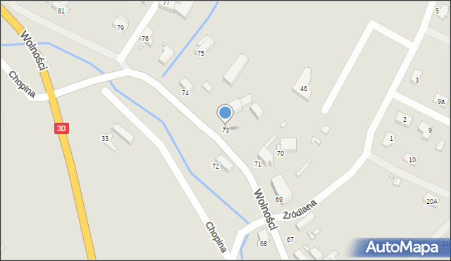 Olszyna, Wolności, 73, mapa Olszyna