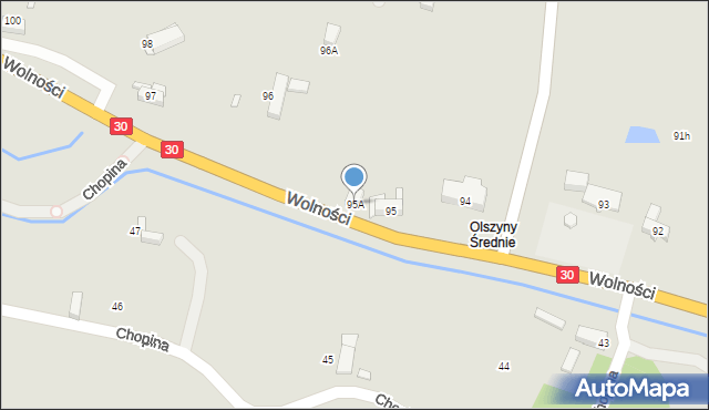 Olszyna, Wolności, 95A, mapa Olszyna