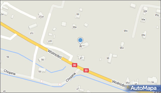 Olszyna, Wolności, 98, mapa Olszyna